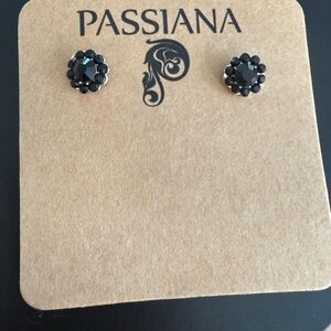 NWT Passiana Black Floral Earrings
